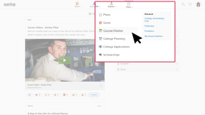 Student dashboard in Xello. The top menu dropdown called Plans is open and the cursor is highlighting Course Planner